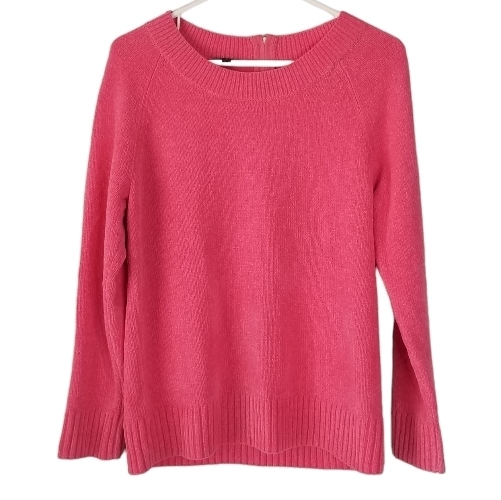 Talbots Hot Pink Chenille Scoop neck Long Sleeve Sweater Size M